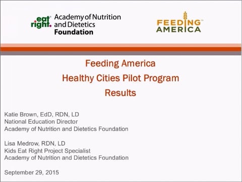 Feeding America Healthy Cities Pilot Program Results