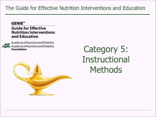 GENIE Tutorial - Category 5: Instructional Methods