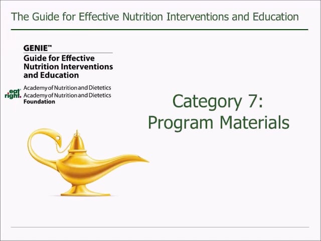 GENIE Tutorial - Category 7: Program Materials