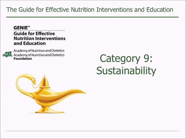 GENIE Tutorial - Category 9: Sustainability