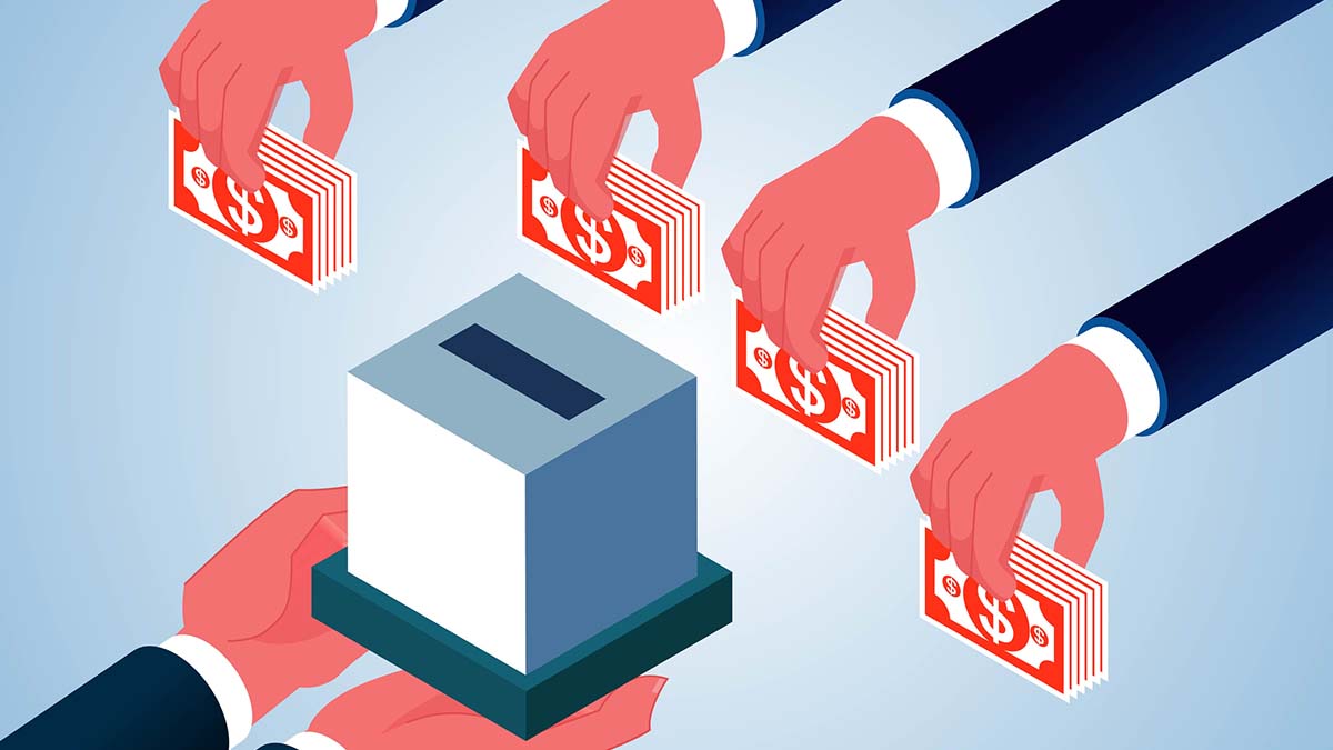 Corporate Foundation and Organizational Supporters | Charity donation, hand holding a donation box and putting money into the box, financial fundraising, business financial investment