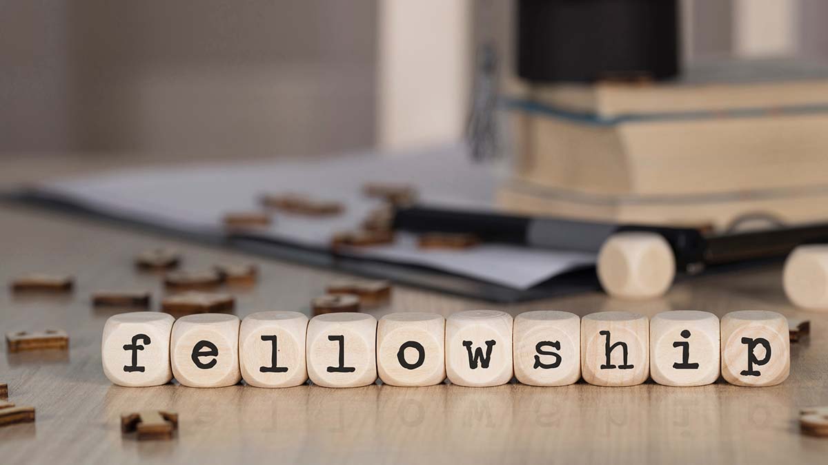 Fellowships | Word FELLOWSHIP composed of wooden dice