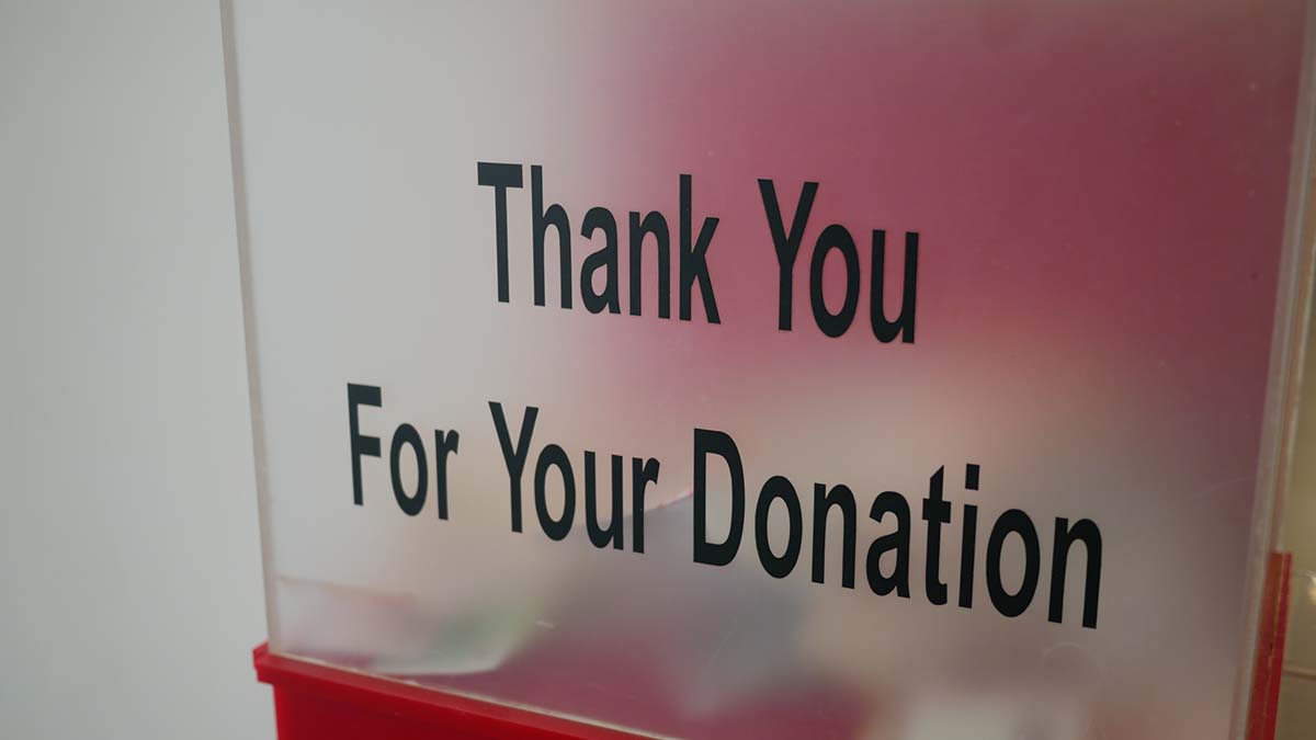 Our Supporters | Donation box expresses gratitude for generous contributions
